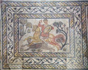 描绘豹纹狩猎的马赛克，来自Villa de las Tiendas，c.326-400（马赛克） 作者 小说